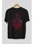 Dead Red Arka Baskılı Siyah Oversize T-Shirt Erkek Kadın Bisiklet Yaka 2
