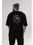 Punisher Arka Baskılı Siyah Oversize T-Shirt Erkek Kadın Bisiklet Yaka 4