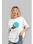 Panda Love Hanging Ön Baskılı Beyaz Oversize T-Shirt Erkek Kadın Bisiklet Yaka 3