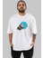 Panda Love Hanging Ön Baskılı Beyaz Oversize T-Shirt Erkek Kadın Bisiklet Yaka 4