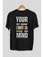 Your Limit Is Yazılı Arka Baskılı Siyah Oversize T-Shirt Erkek Kadın Bisiklet Yaka 1