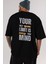 Your Limit Is Yazılı Arka Baskılı Siyah Oversize T-Shirt Erkek Kadın Bisiklet Yaka 2
