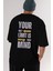 Your Limit Is Yazılı Arka Baskılı Siyah Oversize T-Shirt Erkek Kadın Bisiklet Yaka 3