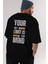 Your Limit Is Yazılı Arka Baskılı Siyah Oversize T-Shirt Erkek Kadın Bisiklet Yaka 4