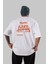 Busan Arka Baskılı Beyaz Oversize T-Shirt Erkek Kadın Bisiklet Yaka 2