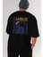 Tokyo Arka Baskılı Siyah Oversize T-Shirt Erkek Kadın Bisiklet Yaka 1