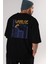 Tokyo Arka Baskılı Siyah Oversize T-Shirt Erkek Kadın Bisiklet Yaka 4