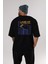 Tokyo Arka Baskılı Siyah Oversize T-Shirt Erkek Kadın Bisiklet Yaka 5