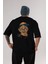 Tupac Gandhi Arka Baskılı Siyah Oversize T-Shirt Erkek Kadın Bisiklet Yaka 4