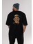 Tupac Gandhi Arka Baskılı Siyah Oversize T-Shirt Erkek Kadın Bisiklet Yaka 5