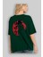 Arka Baskılı Zümrüt Yeşili Oversize T-Shirt Pamuk Erkek Kadın 4