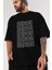 Error Yazılı Ön Baskılı Siyah Oversize T-Shirt Erkek Kadın Bisiklet Yaka 4
