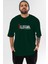 Illegal Ön Baskılı Zümrüt Yeşili Oversize T-Shirt Erkek Kadın Bisiklet Yaka 1