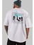 Culture Streetwear Yazılı Arka Baskılı Beyaz Oversize T-Shirt Erkek Kadın Bisiklet Yaka 3