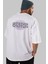 Genesis Arka Baskılı Beyaz Oversize T-Shirt Erkek Kadın Bisiklet Yaka 2