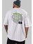 World Streetwear Arka Baskılı Beyaz Oversize T-Shirt Erkek Kadın Bisiklet Yaka 2