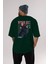 Yuuji Itadori Anime Arka Baskılı Zümrüt Yeşili Oversize T-Shirt Pamuk Erkek Kadın 5