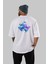Kelebek Arka Baskılı Beyaz Oversize T-Shirt Erkek Kadın Bisiklet Yaka 4