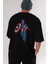 Star And Stripes Hero Arka Baskılı Siyah Oversize T-Shirt Erkek Kadın Bisiklet Yaka 1