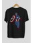 Star And Stripes Hero Arka Baskılı Siyah Oversize T-Shirt Erkek Kadın Bisiklet Yaka 3