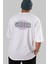Genesis Arka Baskılı Beyaz Oversize T-Shirt Erkek Kadın Bisiklet Yaka 5