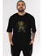 Turtles Ön Baskılı Siyah Oversize T-Shirt Erkek Kadın Bisiklet Yaka 5
