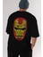 Iron Man Arka Baskılı Siyah Oversize T-Shirt Erkek Kadın Bisiklet Yaka 1