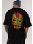 Iron Man Arka Baskılı Siyah Oversize T-Shirt Erkek Kadın Bisiklet Yaka 3