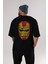 Iron Man Arka Baskılı Siyah Oversize T-Shirt Erkek Kadın Bisiklet Yaka 5