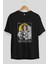 John Lennon Astronot Ön Baskılı Siyah Oversize T-Shirt Erkek Kadın Bisiklet Yaka 2