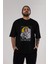 John Lennon Astronot Ön Baskılı Siyah Oversize T-Shirt Erkek Kadın Bisiklet Yaka 4