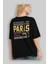Paris Arka Baskılı Siyah Oversize T-Shirt Erkek Kadın Bisiklet Yaka 2