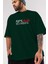 Ses Bombası Ön Baskılı Zümrüt Yeşili Oversize T-Shirt Erkek Kadın Bisiklet Yaka 3