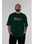 Ses Bombası Ön Baskılı Zümrüt Yeşili Oversize T-Shirt Erkek Kadın Bisiklet Yaka 5