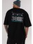 Hokkaido Home Arka Baskılı Siyah Oversize T-Shirt Erkek Kadın Bisiklet Yaka 1
