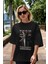 God Save The Youth Ön Baskılı Siyah Oversize T-Shirt Erkek Kadın Bisiklet Yaka 3