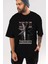 God Save The Youth Ön Baskılı Siyah Oversize T-Shirt Erkek Kadın Bisiklet Yaka 4
