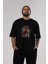 Hellboy Ön Baskılı Siyah Oversize T-Shirt Erkek Kadın Bisiklet Yaka 1