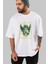 Empathetic Ön Baskılı Beyaz Oversize T-Shirt Erkek Kadın Bisiklet Yaka 4