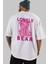Lonely Bear Arka Baskılı Beyaz Oversize T-Shirt Erkek Kadın Bisiklet Yaka 1