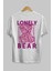 Lonely Bear Arka Baskılı Beyaz Oversize T-Shirt Erkek Kadın Bisiklet Yaka 3