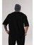 Siyah Relaxed Oversize T-Shirt Erkek Kadın Bisiklet Yaka Baskısız Tişort 1