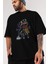 Back To The Beat Ön Baskılı Siyah Oversize T-Shirt Erkek Kadın Bisiklet Yaka 1