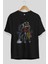 Back To The Beat Ön Baskılı Siyah Oversize T-Shirt Erkek Kadın Bisiklet Yaka 2