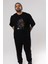 Back To The Beat Ön Baskılı Siyah Oversize T-Shirt Erkek Kadın Bisiklet Yaka 5