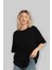 Siyah Relaxed Oversize T-Shirt Erkek Kadın Bisiklet Yaka Baskısız Tişort 4