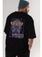 Kaido Of The Beast Arka Baskılı Siyah Oversize T-Shirt Erkek Kadın Bisiklet Yaka 3