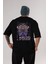 Kaido Of The Beast Arka Baskılı Siyah Oversize T-Shirt Erkek Kadın Bisiklet Yaka 4