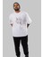Love Yazılı Ön Baskılı Beyaz Oversize T-Shirt Erkek Kadın Bisiklet Yaka 1