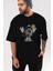 Evil Bomb Ön Baskılı Siyah Oversize T-Shirt Erkek Kadın Bisiklet Yaka 1